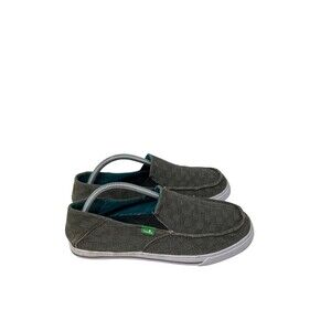 Sanuk Loafers Men's Size 9 Shoes Gray Vice Surfer Woven Canvas Checkered